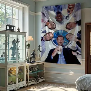 House M.D. Tapestry] House M.D. TV Show Tapestry - 100% Soft Peach Light Beige Fabric, Wrinkle-Resistant & Lightweight Wall Hanging Decor for Dorm, Living Room, Party Photo Backdrop - Perfect Gift for Fans, Birthday, Christmas, Tv Room Deco