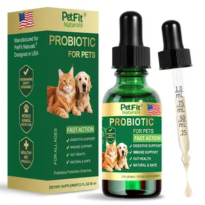 PetFit Naturals Pet Probiotic Liquid Drops 60ml Promotes Healthy Digestion USA Formula for Cats & Dogs Fast Action Digestive Support