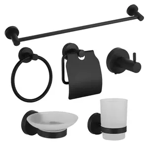 Badezimmer Set 6-Teilig in Gold - 60cm Handtuchhalter, Toilettenpapierhalter, Handtuchring, Haken, Zahnbecher & Seifenschale Aus Edelstahl - Komplettes Badezimmer Accessoire Set