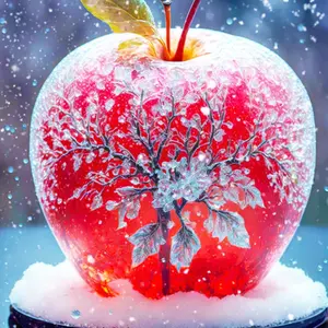 Crystal Apple Diamond Painting Kit, Full Drill Round Diamond Art DIY 5D, Home Wall Festival Decoration, Handicrafts for Holiday Decor