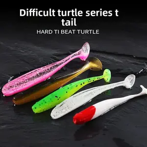 Bait Fishing Soft Plastic Lures, Soft Paddle Tail Lures for Freshwater and Saltwater Bass Lures with Box White red Green Gray Loac