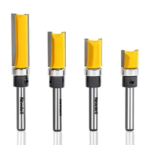Pattern Flush Trim Router Bit Set, Straight Cut Router Bit with a Bearing Prevent Tear-Out, Template Guide Woodworking Milling Cutter Tool
