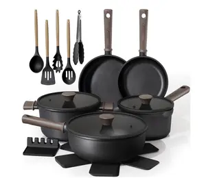 18-Piece Pots and Pans Set, Black Titanium Induction Nonstick Cookware Set, Oven Safe to 480°F, Induction Compatible & Dishwasher Safe, Kitchen Cooking Set for RV Trips, Camping and Picnic