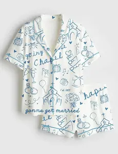 Going To The Chapel Satin Short Pajama Set, Gonna Get Married Coquette Wedding Bride Short Pajamas, Matching Family Sleepwear Set, Pajama Set For Men Women Kids