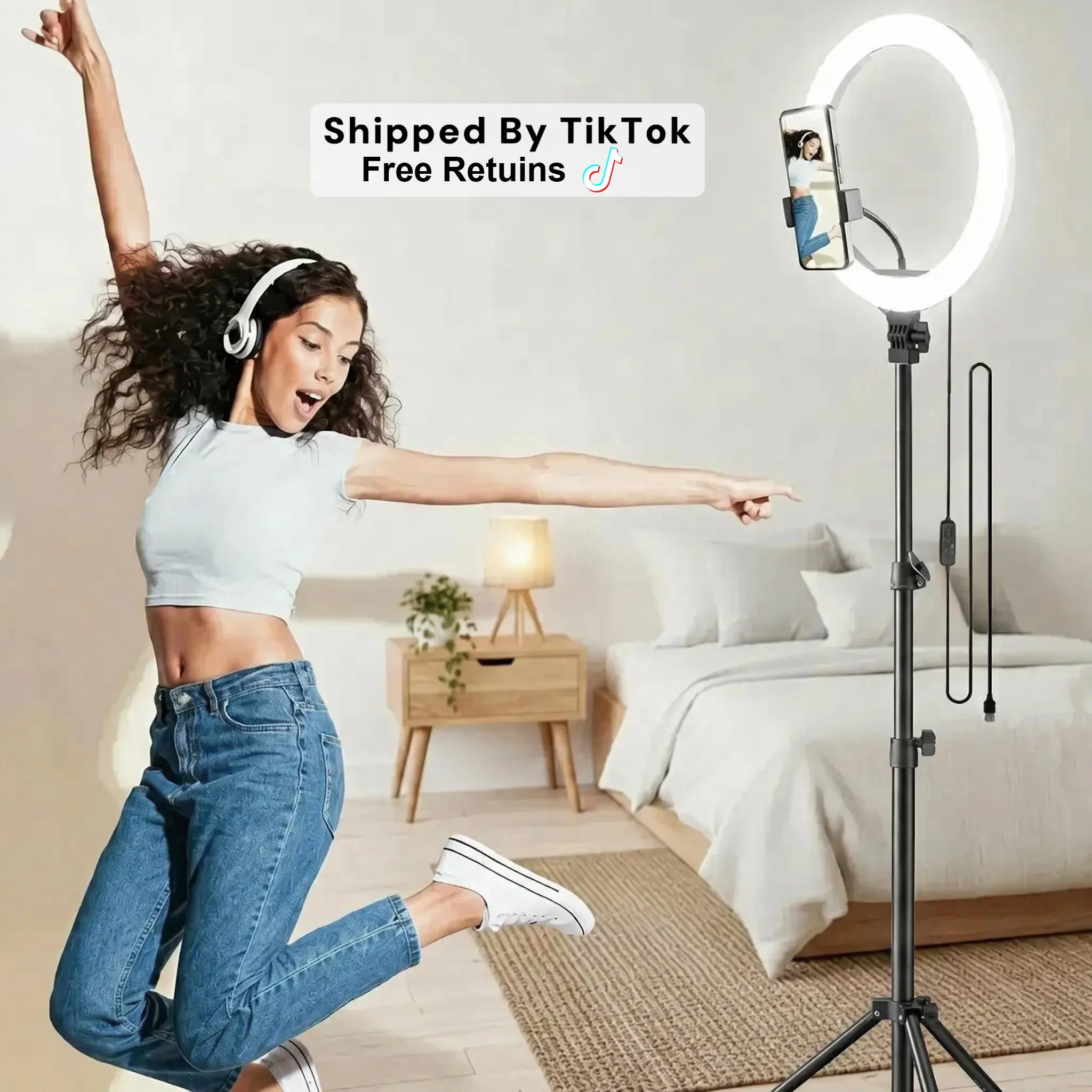 LED Selfie 12 inch Ring Light with 1.8m Phone Stand, 3 Lighting Modes ,  Suitable for Live Streaming/Makeup/TikTok, Computer, Laptop, Zoom Video Conferencing