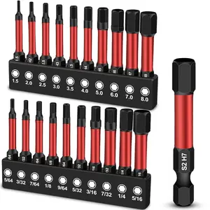 Hex Bit Set 2" Metric & SAE, 20 count 1/4" Allen Wrench Drill Bit Set for  Driver, CNC Machined S2 Steel  Drill Bit Set for Auto, Furniture Assembly, DIY, ,  Tips
