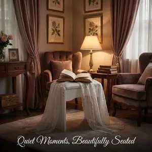 Curved Vanity Stool with Padded Seat, Small Makeup Bench for Bedroom Dressing Table