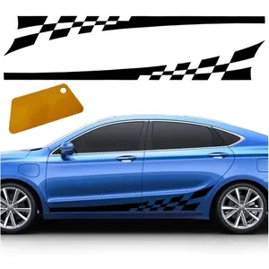 2 count 78"   Door Side Waistline Sticker ,  Racing Stripe ,  Vinyl Stripe Sticker Decoration for  SUV  (Black)