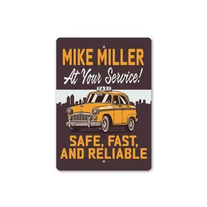 Custom Name Taxi Driver At Your Service Sign