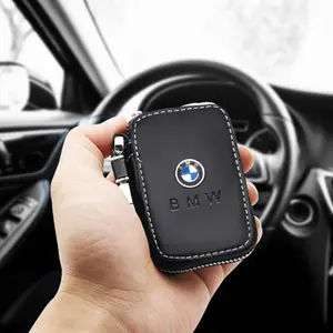 Bmw Car Accessories Keychain, Leather Wrapped Metal Emblem Ring, Fits Bmw Models E46 X1 X2 X3 X4 X5 X6 F48 G01 E84 E83 F30 M