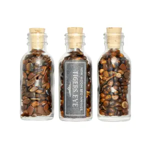 Tigers Eye Gem Bottle - Polished Chips of Tigers Eye Crystals
