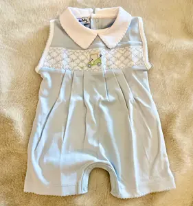 On the Green Hand Smocked Sleeveless Playsuit