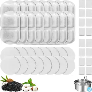 16 Set  Fountain Filter Replacement for 7L/230oz/1.8G Stainless Steel  Water Dispenser,   Fountain Filters, Triple Filtration Pet Water Filter, Replacement Filters and Sponges