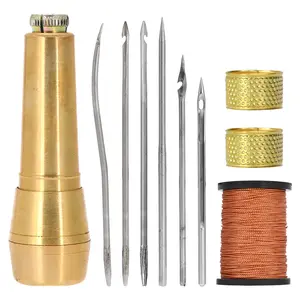 Hand Sewing Leather Awl Kit – Complete Craft Repair Tool Set with Waxed Thread & Needles, DIY Leather Stitching Tool for Bags, Belts, Shoes, Holsters, and Home Fixes