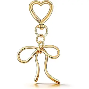 Wrapped Wish B Cute Bow Keychain Gold Bag Charms for Handbags Backpacks Purse Charms Tote Bag Key Chain Accessories Gifts for Women