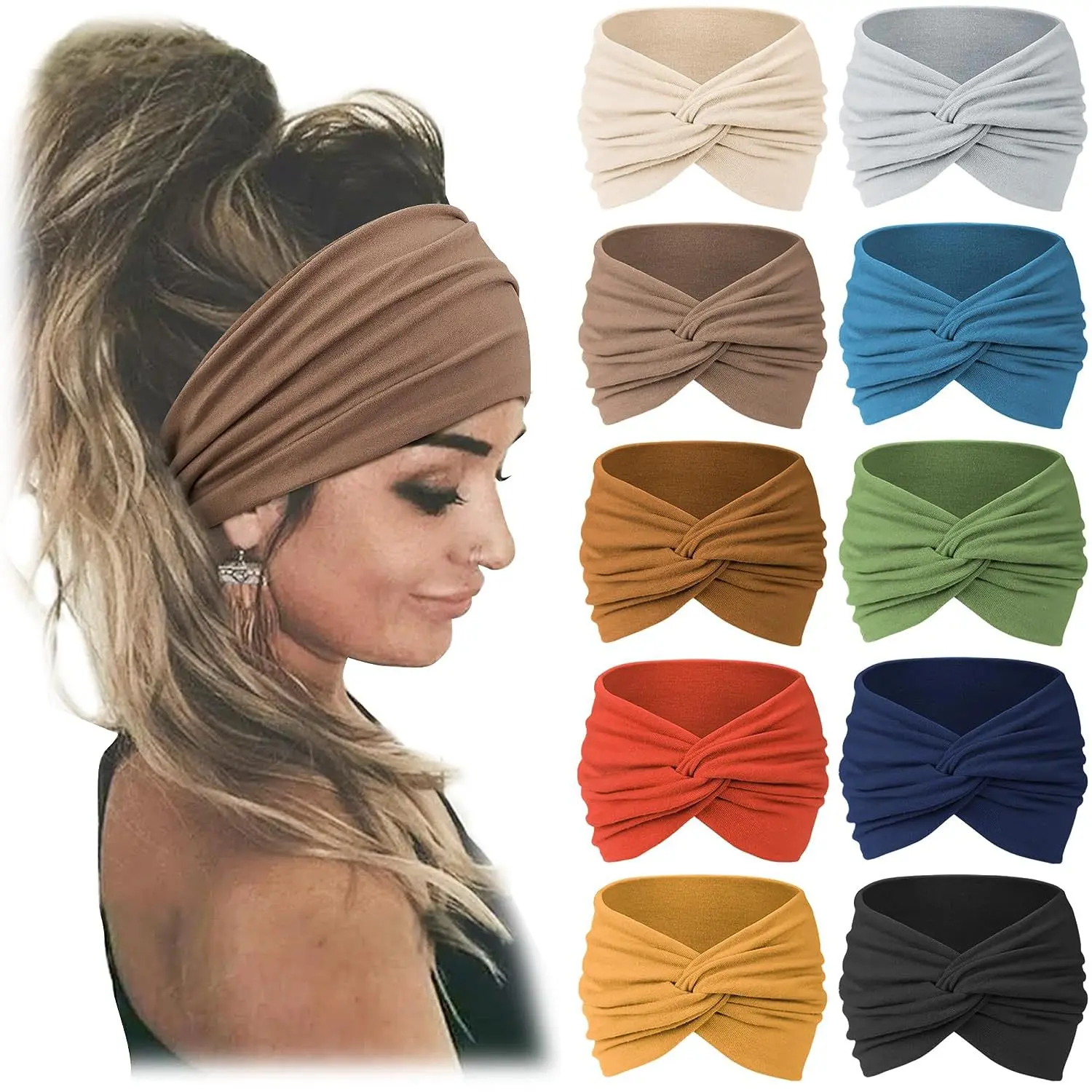 Women's Wide Fit Cloud Soft Active Curling Sports Headbands - 25g Plain Solid Color, Breathable Non-Slip Elastic Accessory for Gym, Everyday Wear, Face Care Products