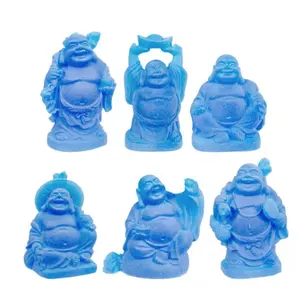 Blue Tiny Happy Buddha Statue