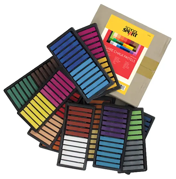 Pacon School Smart Square Chalk Pastels, Assorted Colors, Set of 144, 1 lbs, 2-1/2 x 3/8 x 3/8 in, Conforms to ASTM D-4236, High Finest Pigment Concentrations, Rich Velvety Texture