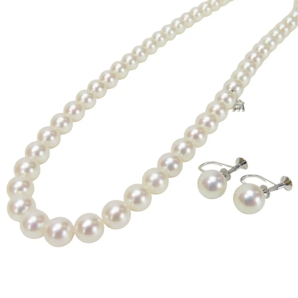 MIKIMOTO Pearl Necklace Earrings Set