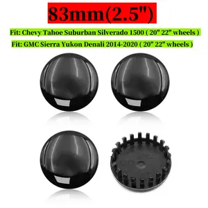 4PCS Set Custom 3.25" 83mm Glossy Black Blank Hubcaps for Tahoe Suburban Silverado 1500 Sierra Yukon Denali 2014-2020 Car Hub Wheel Center Caps Cover 22837060