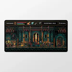 Elden Ring Desk Mat, Extended Gaming Mouse Pad with Pixel Art Roundtable Hold Design, Waterproof Non-Slip Large Keyboard Pad, Gift for RPG Gamers & Streamers