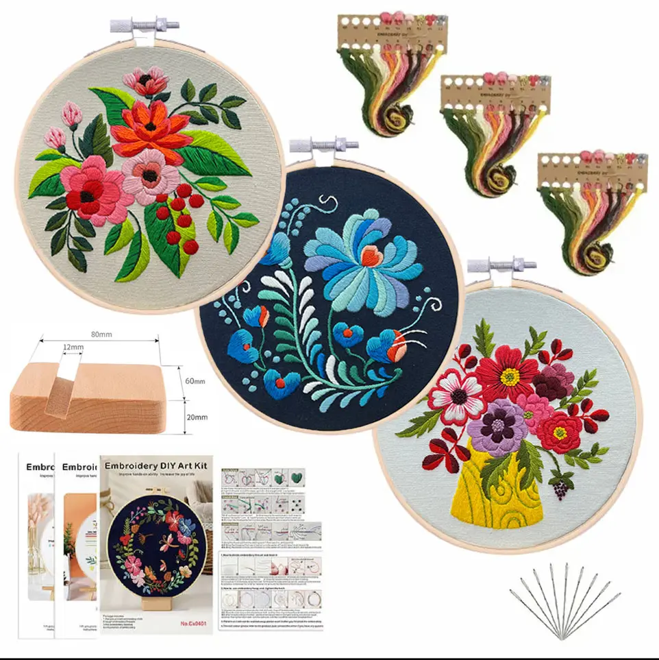 Embroidery Kit for beginners friendly, Including Embroidery Cloth, Embroidery Hoop, Thread and Needle, DIY Cross Stitch Embroidery Set for Beginner, Home Decor [Package List As picture shown