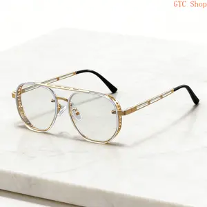 Men's Business Metal Frame Eyeglasses - Classic Design with Tortoiseshell Accent Top Bar, Sophisticated Men's Accessories, Comfortable Fit for Office Wear, Business Meetings