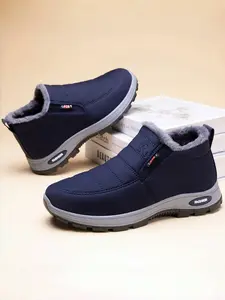 Men's Cotton Snow Boots with Thick Lining, Warm Casual Short Boots, Comfortable Walking Shoes for Winter, Non-Slip Design