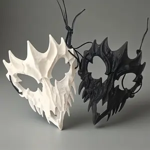 2pcs Black and white Horror Funny Anime Realistic Bone Mask Fangs Cosplay Performance Mystery Mask, Scary Clown Masks for Halloween Party