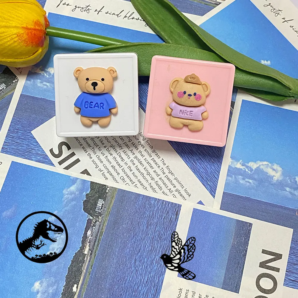 Fun Bear Stamp Set, Self-Inking Postage Stamps, Dinosaur Phoenix Bird Halloween Designs, Ideal for Journal Art Scrapbooking Creative Projects