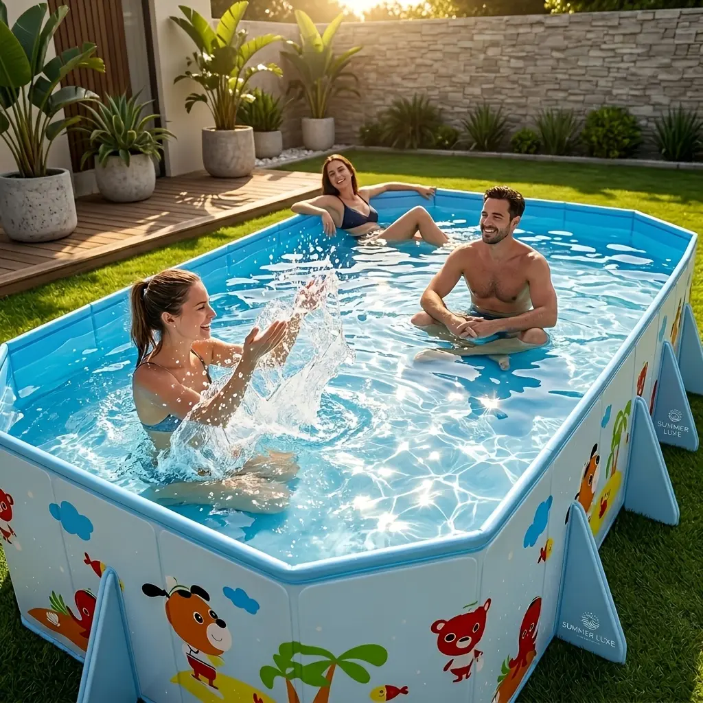D8004670699 Printed frame pool 170cm/66.92in Heavy-duty frame-type inflatable swimming pool, quick installation, extra-large summer water park, suitable for homes, backyards, and balconies.
