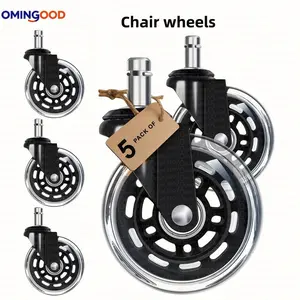 5PCS 3-inch office chair casters, silent 360 degree rotating rubber casters, suitable for hardwood floors and carpets, heavy-duty universal, office chair wheels, swivel wheels
