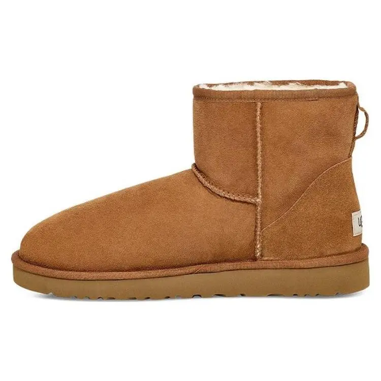 UGG Classic Mini Sheepskin Insulated Short Snow Boots for Men in Chestnut, Shoe, Footwear