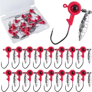 Crappie Jig Heads Kit, 16 count Underspin Jig Heads with Spinner   Eyes Fishing Jig Heads Hooks for Crappie Bass Trout Walleye Fishing 1/16oz 1/8oz 3/16oz