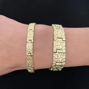 14k Gold Plated Nugget Bracelet Gift For Him Nugget Jewelry
