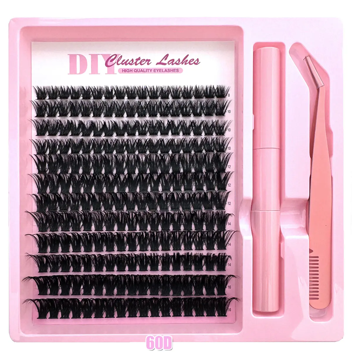 Lash Extension Kit Includes Lash Tools 240pcs/204pcs DIY Individual Lash Clusters High Quality Eyelashes 30D & 40D Fluffy Curly 9-16mm Mixed, Eyelash Remover Tweezers Self Use Eyelashes Extensions Kit