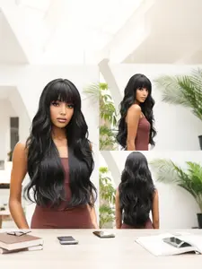 New Long Curly Wave Wig with Bangs, High-Temperature Synthetic Fiber, Daily Cosplay Party Use, Heat Resistant Women's Wig, Synthetic Curly Wigs, Long Hair, Synthetic Wavy Hair
