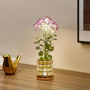 Led Hydrangea Crystal Ambience Light Emulsion Flower Decoration Table Lamp Small Night Lamp Dimmable Home Living Room Table Decoration lighting