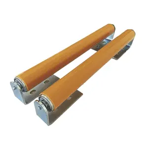 Polyurethane Coated Long Roller With Bracket Set| 16" Length, 1.5" Diameter Conveyor| Galvanized| Versatile for Stands, Woodworking, and Conveyors| Pack of 2