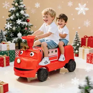 GAOMON 2 Seater Ride On Train Trackless, 12V Kids Ride On Toy with Height Adjustable Seat, Storage Space, Music, 2 Speeds, Electric Car for Toddlers 3+ Carriage Not Included,red