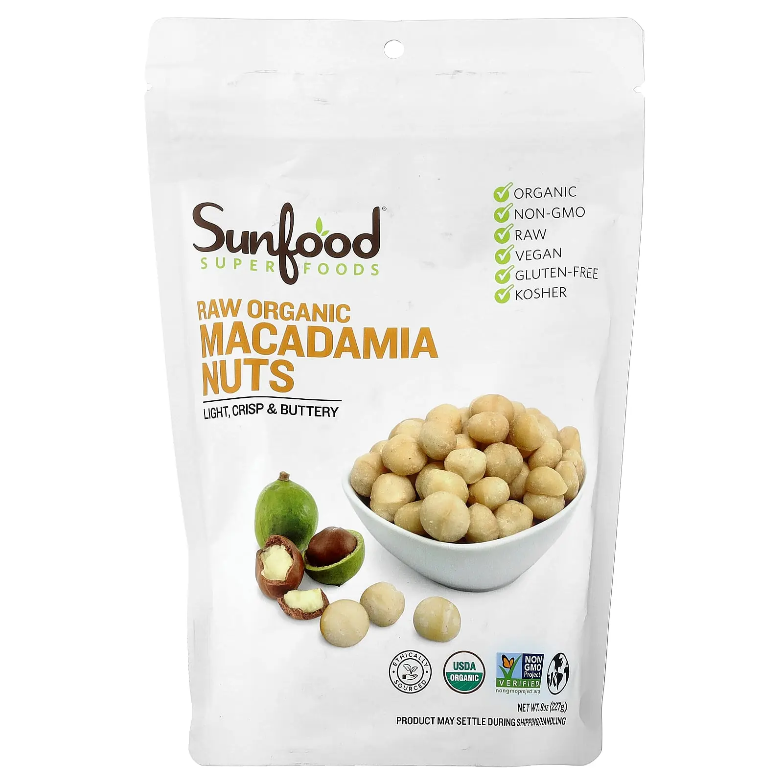 Sunfood Raw Organic Macadamia Nuts, 8 oz (227 g) Sunfood Raw Organic Macadamia Nuts, 8 oz (227 g)