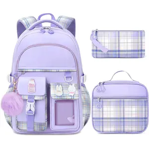 School Backpack for Girls - 5PCS Girls Backpack with Lunch Box Set for Elementary, Middle and High School Students - 18" High Capacity School Book Bag with Multiple Pockets back to shcool and Travel