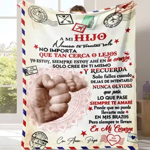 Countdown Sale! Spanish Language Blanket, Father Son Heartfelt Words, Soft Flannel Throw For Office Living Room Bed Sofa, Perfect gift For Thanksgiving Birthday, Slogan Print Blanket A warm nap blanket Suitable
