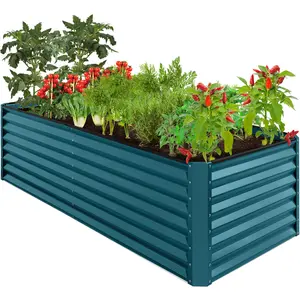 Best Choice Products 8x4x2ft Outdoor Metal Raised Garden Bed, Planter Box for Vegetables, Flowers, Herbs