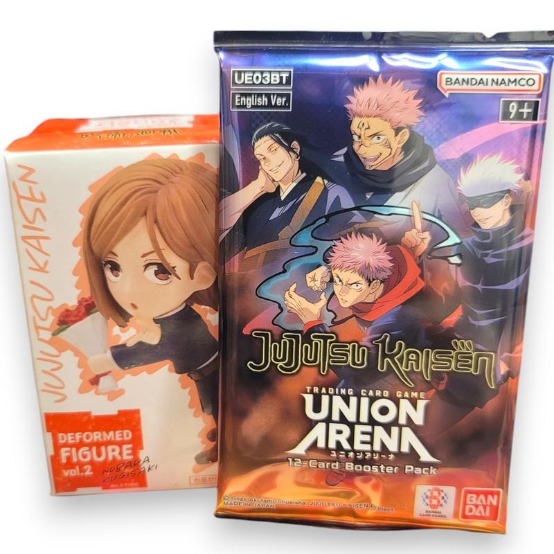 Jujutsu Kaisen Bundle - Jujutsu Kaisen Union Arena Booster Pack & (Mini) Nobara Kugisaki Deformed Prize Figure Vol 1 - Qty 1