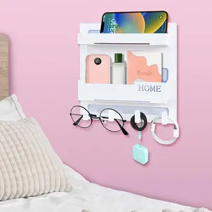 Self-Stick Wall-Mount Floating Bedside Shelf Organizer, Aesthetic Girls' Room Home Decor, Space-Saving Bedroom Storage Home Supply