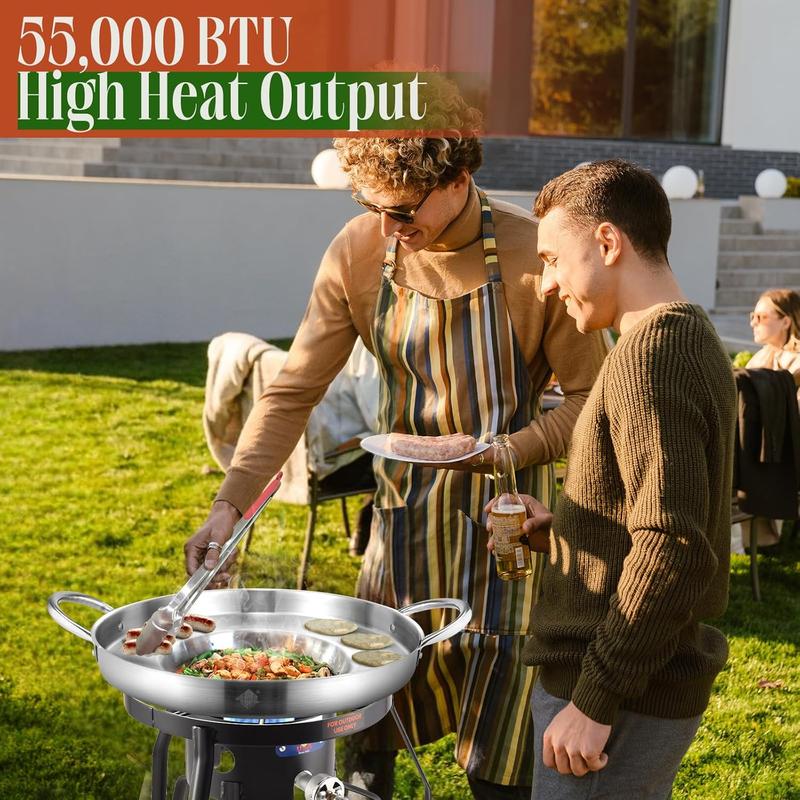 ARC 23" Heavy Duty Stainless Steel Concave Discada Disc Cooker Cazo and 55000BTU Propane Burner Camping Stove,Great Comal para Tacos Tortillas Maker,Outdoor Gas Stove Burner Cooker for Cooking