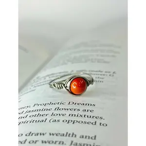 Red Jasper Stainless Steel Wire Ring Handmade with Genuine Stone Enhances Energy & Strength Ideal for Aries