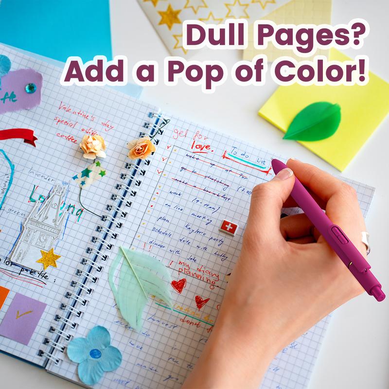 Colorful Gel Pens - 8 Pcs Colored Ink Pens Coloring | 0.7MM Smooth Writing Medium Point - Quick Drying Retractable Colored Pen for Journaling Note Taking