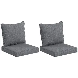 2-Piece Outdoor Patio Chair Cushion Set with Seat and Backrest, Fade-Resistant Replacement Cushions, Gray